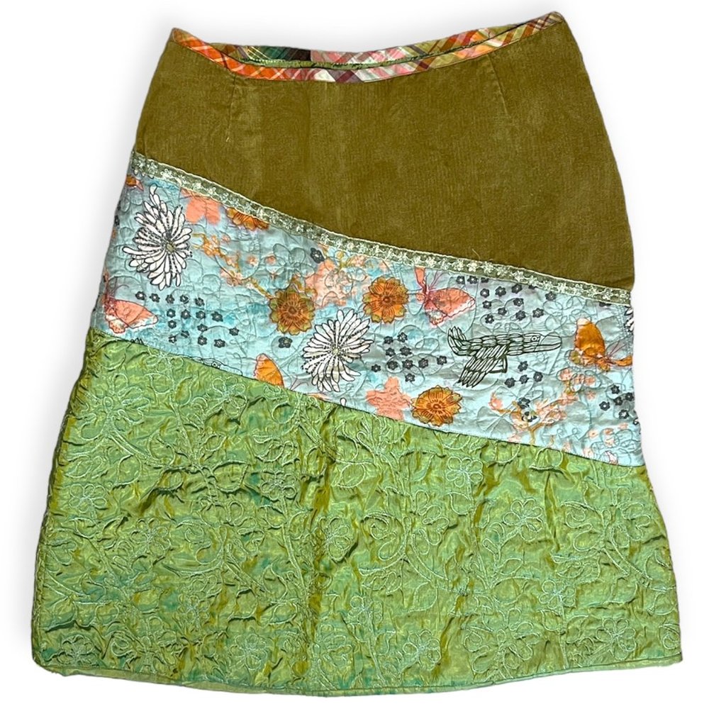 Oilily Vintage Quilt Style Mixed Material Skirt M **See measurements / descr.**